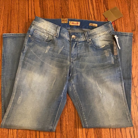 NWT Seven Luxe Premium Denim Light Wash Blue Jeans, Boot Cut, Sz 14 - Picture 7 of 15